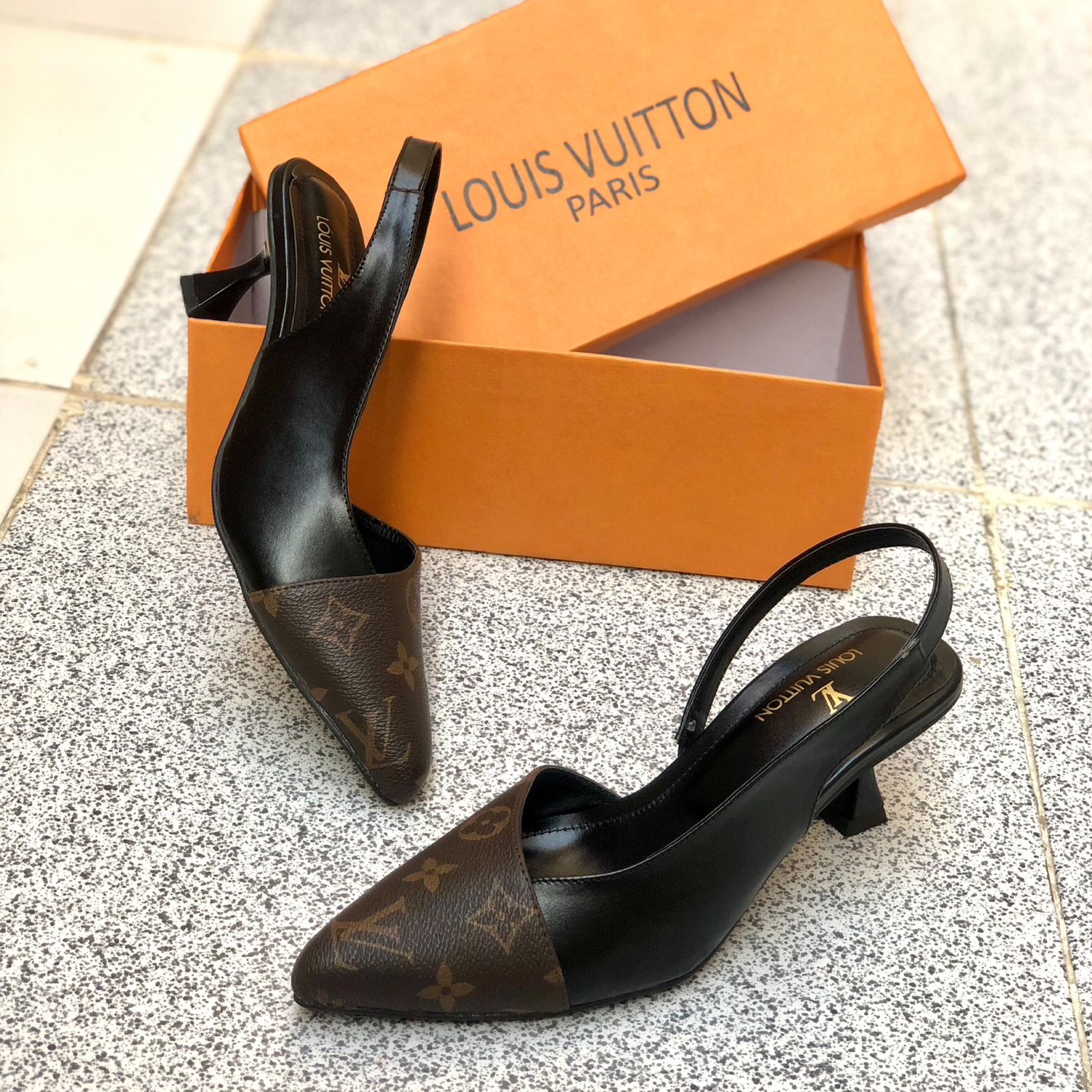 Lv sling back best sale